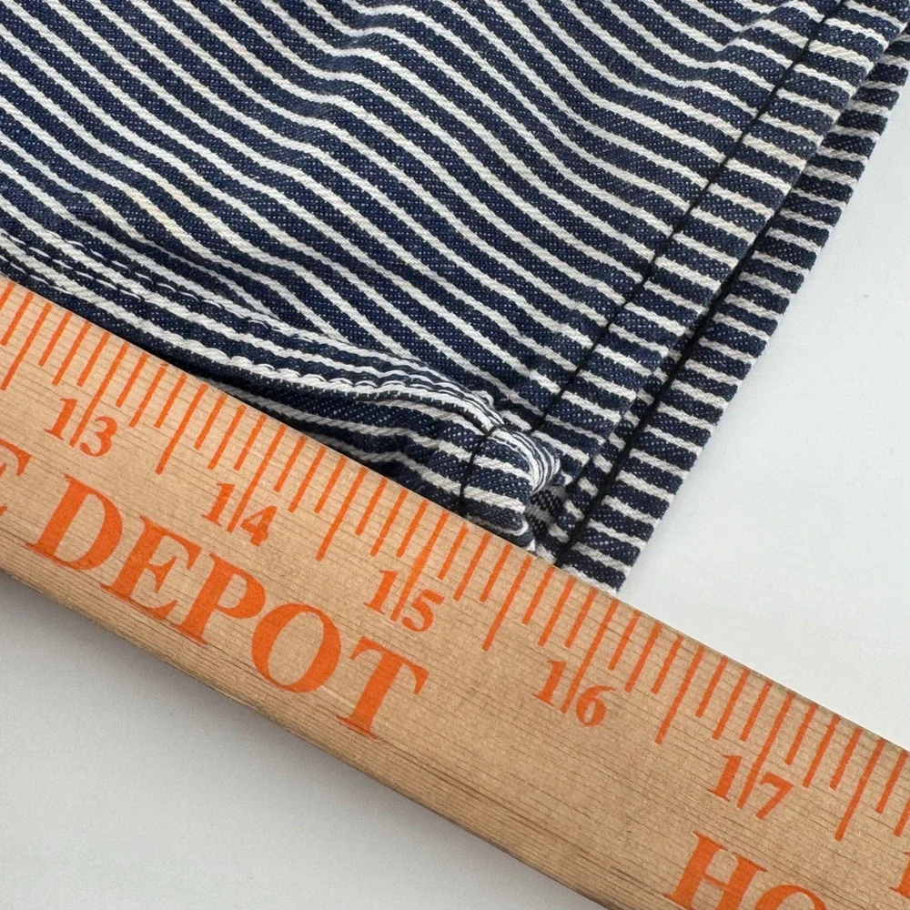 Vtg OshKosh B'Gosh Hickory Stripe Overalls Kids Blue White Union Made Vestbak